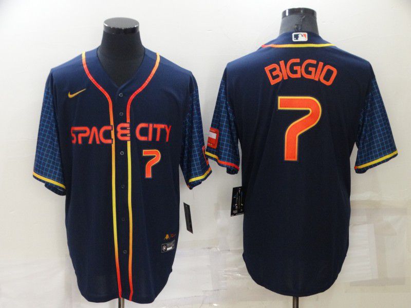 Men Houston Astros #7 Biggio Blue City Edition Game Nike 2022 MLB Jersey